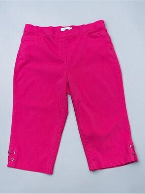 NEW, 89th + Madison, Hot Pink Pull-On Capri Pants, Size 14, Stretch Pockets